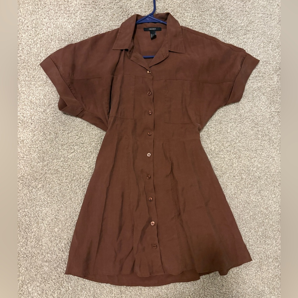 Button Up Chocolate Brown Dress | Size S